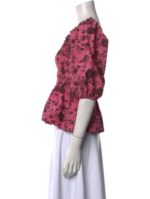 Ganni Floral Print Square Neckline Crop Top