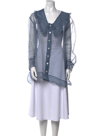 Ganni Plaid Print Long Sleeve Tunic