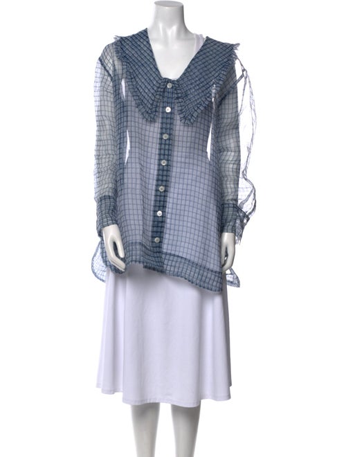 Ganni Plaid Print Long Sleeve Tunic