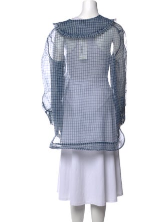 Ganni Plaid Print Long Sleeve Tunic