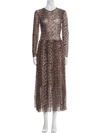Ganni Animal Print Long Dress