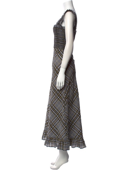 Ganni Plaid Print Long Dress