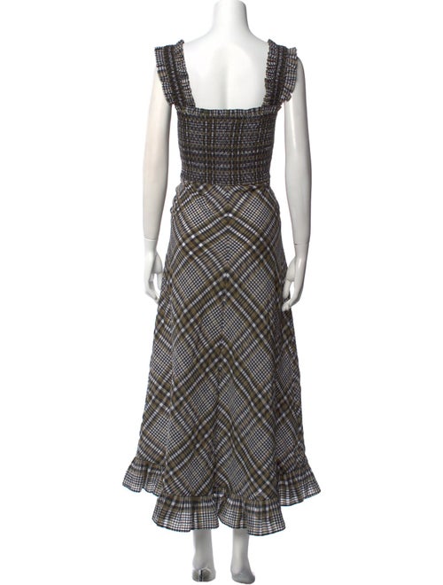 Ganni Plaid Print Long Dress