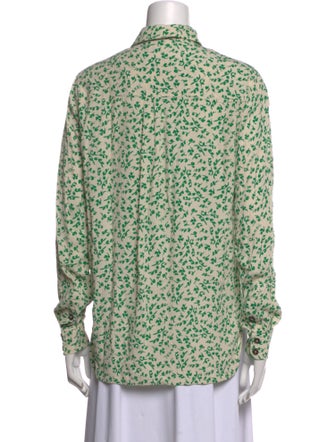 Ganni Printed Mock Neck Button-Up Top