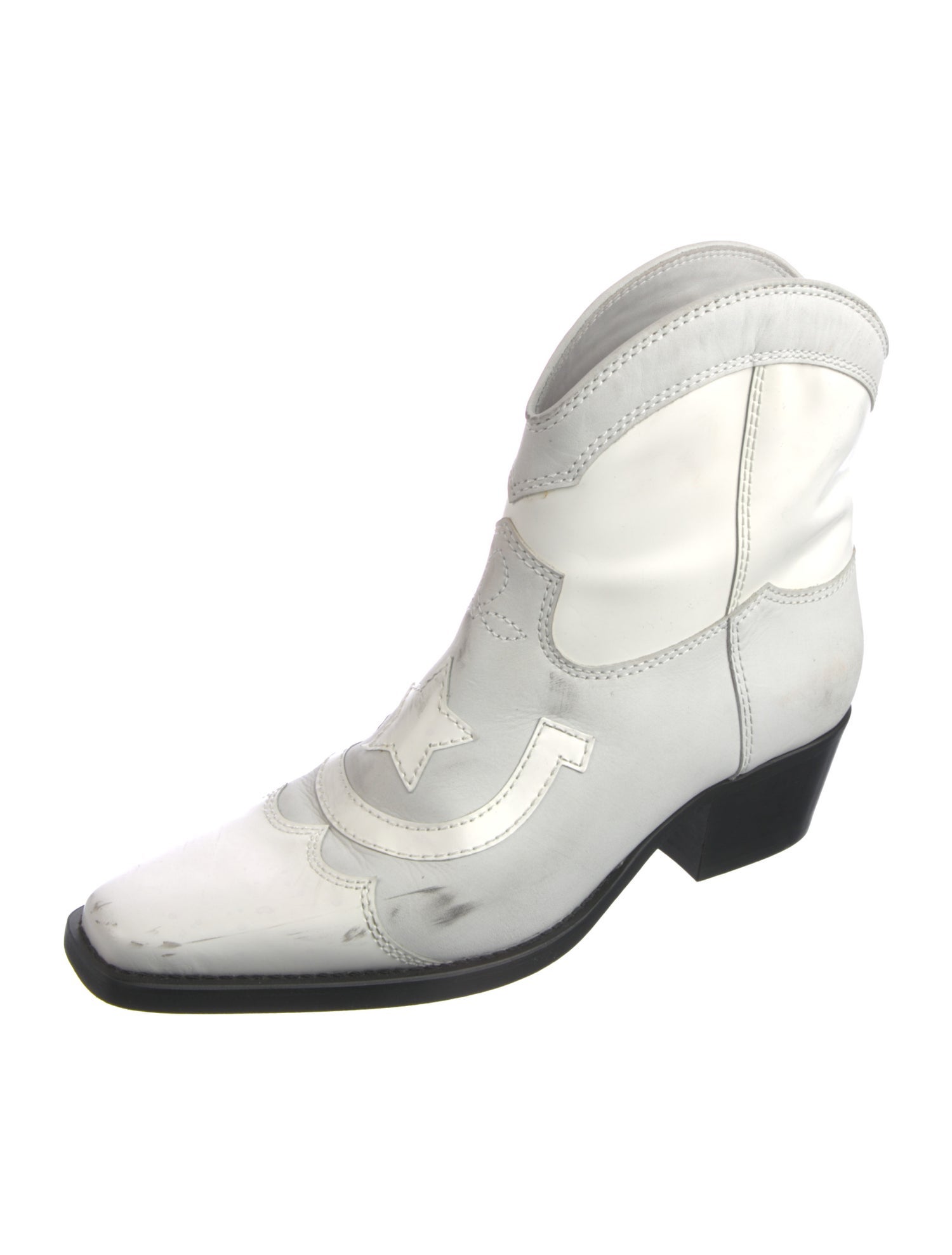 Ganni Leather Western Boots