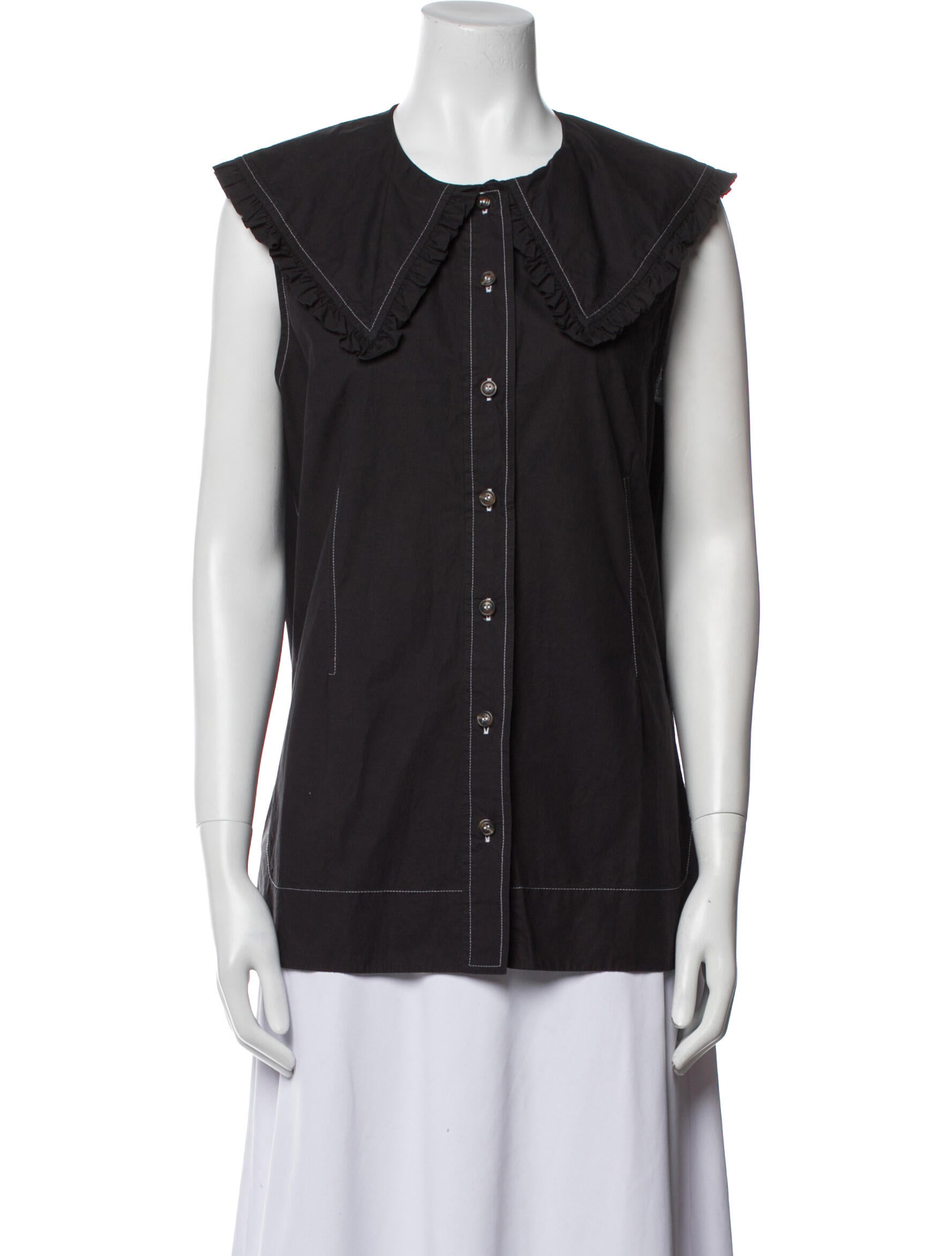 Ganni Crew Neck Sleeveless Blouse