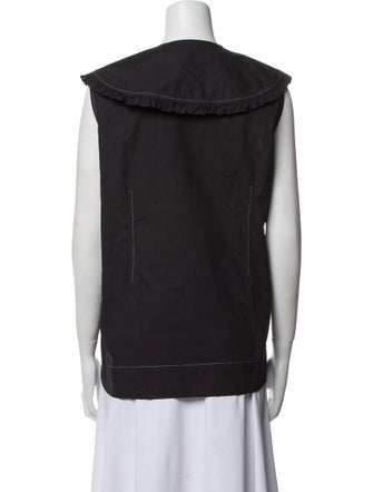 Ganni Crew Neck Sleeveless Blouse