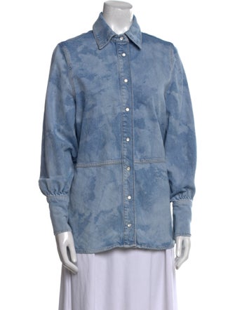 Ganni Long Sleeve Button-Up Top