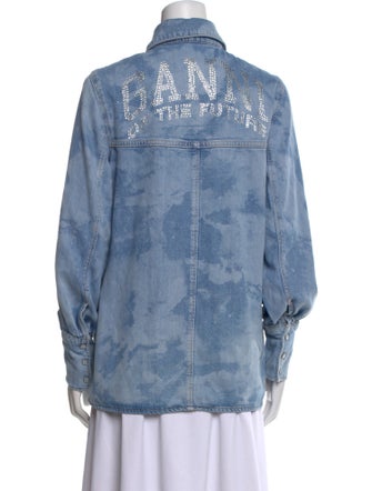 Ganni Long Sleeve Button-Up Top