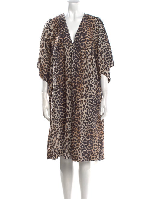 Ganni Animal Print Knee-Length Dress
