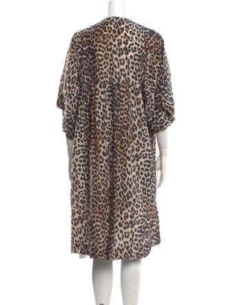 Ganni Animal Print Knee-Length Dress