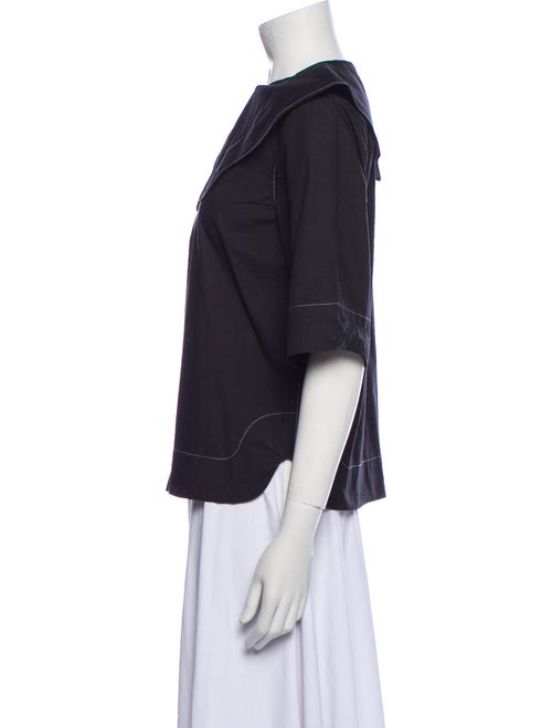 Ganni Crew Neck Three-Quarter Sleeve Blouse