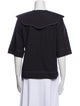 Ganni Crew Neck Three-Quarter Sleeve Blouse