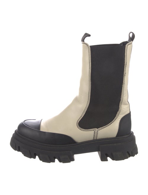 Ganni Leather Colorblock Pattern Chelsea Boots
