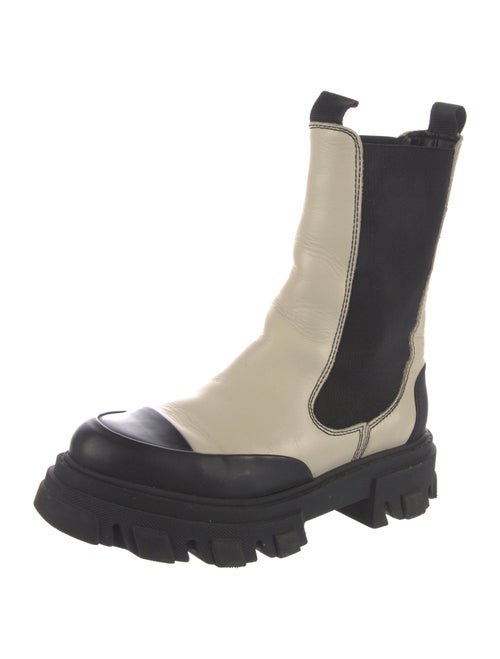 Ganni Leather Colorblock Pattern Chelsea Boots