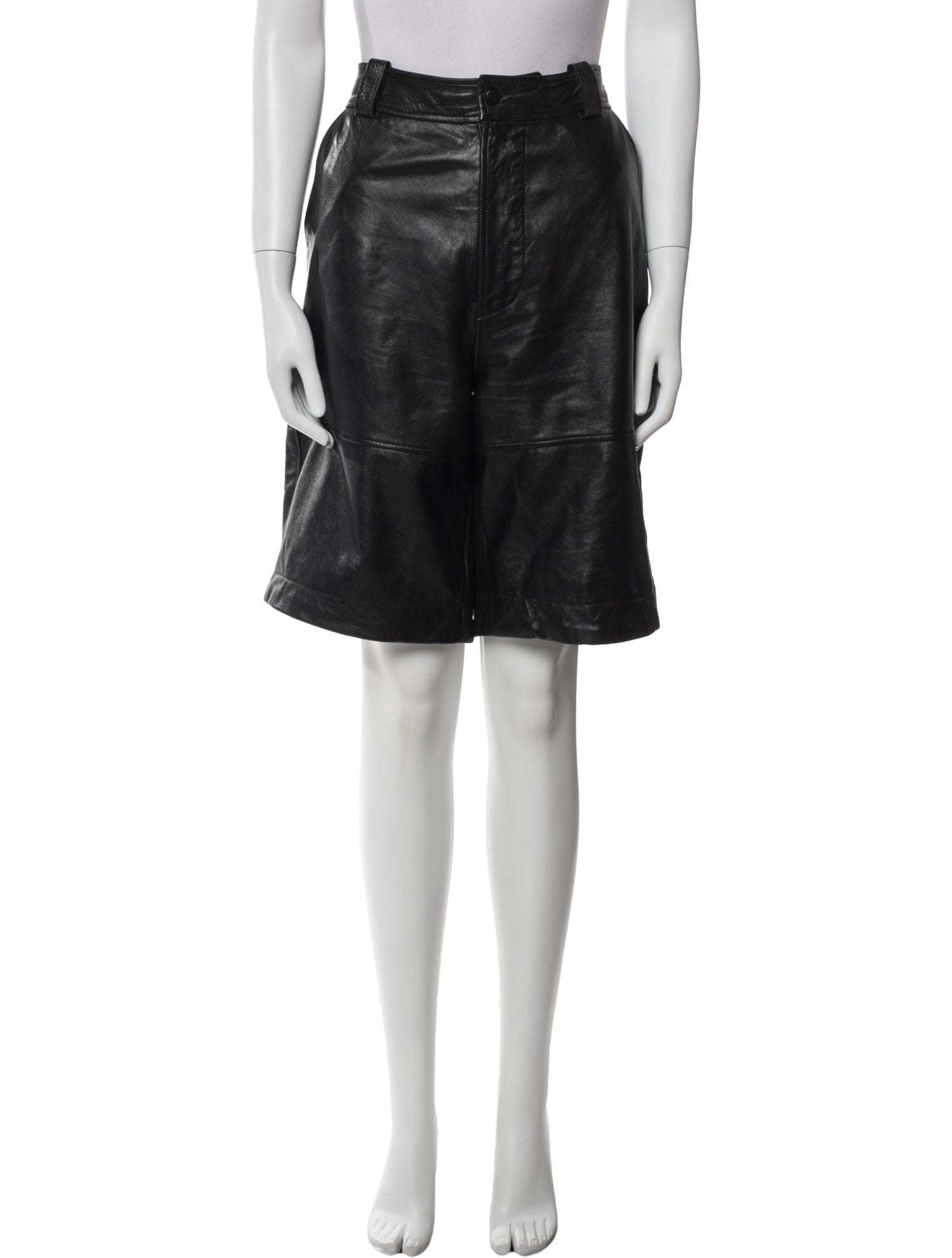 Ganni Lamb Leather Knee-Length Shorts