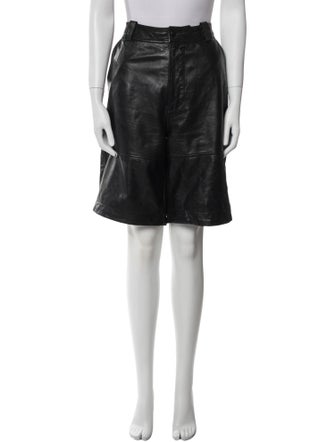 Ganni Lamb Leather Knee-Length Shorts