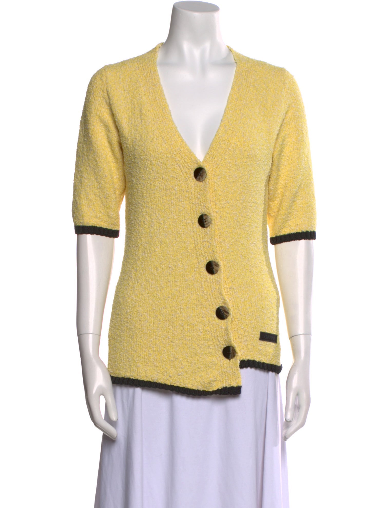 Ganni V-Neck Short Sleeve Polo