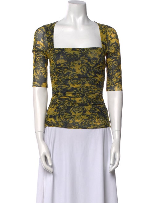 Ganni Printed Square Neckline Top