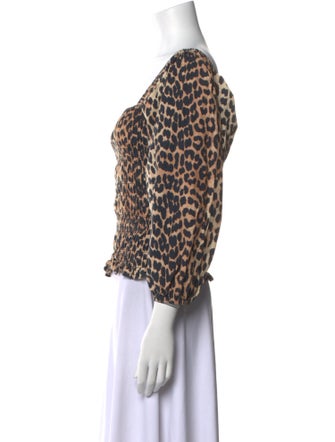 Ganni Animal Print Square Neckline Blouse