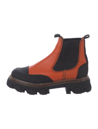 Ganni Leather Colorblock Pattern Chelsea Boots