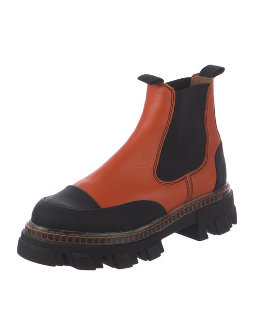 Ganni Leather Colorblock Pattern Chelsea Boots
