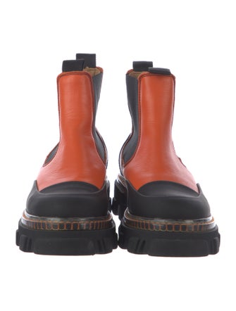 Ganni Leather Colorblock Pattern Chelsea Boots