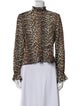 Ganni Animal Print Mock Neck Blouse