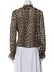 Ganni Animal Print Mock Neck Blouse
