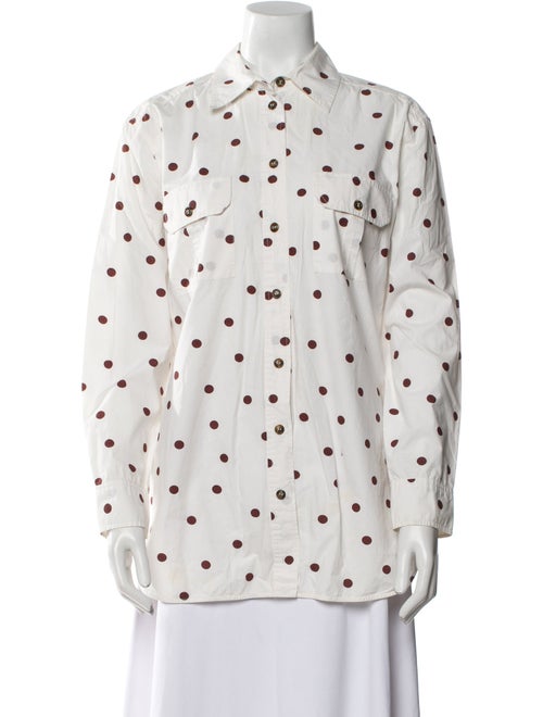 Ganni Polka Dot Print Long Sleeve Button-Up Top
