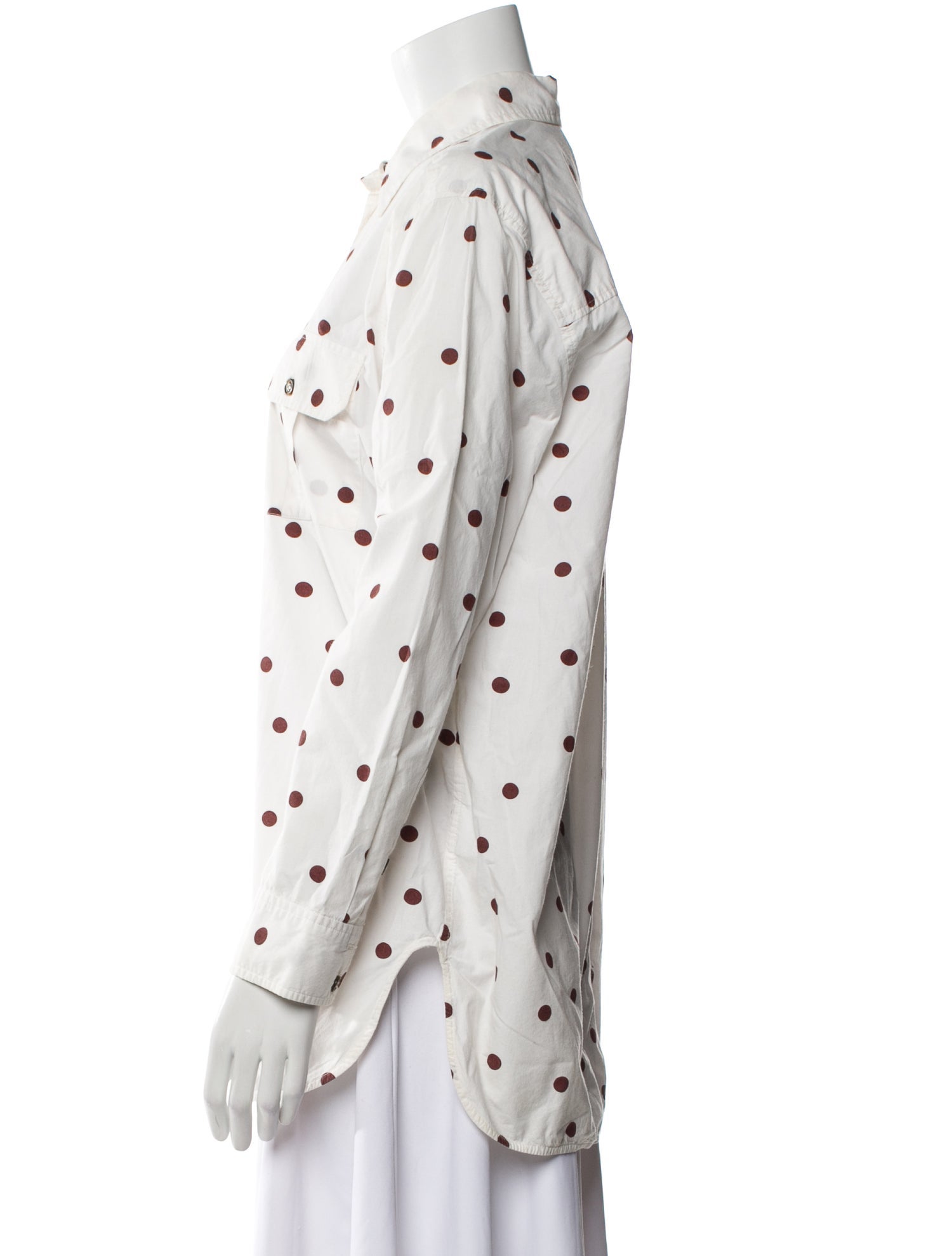 Ganni Polka Dot Print Long Sleeve Button-Up Top