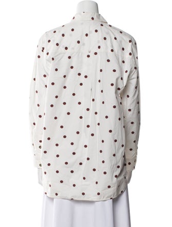 Ganni Polka Dot Print Long Sleeve Button-Up Top