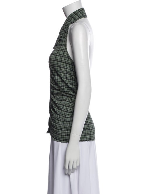 Ganni Plaid Print Halterneck Top