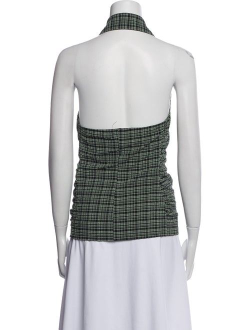 Ganni Plaid Print Halterneck Top