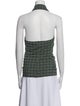 Ganni Plaid Print Halterneck Top
