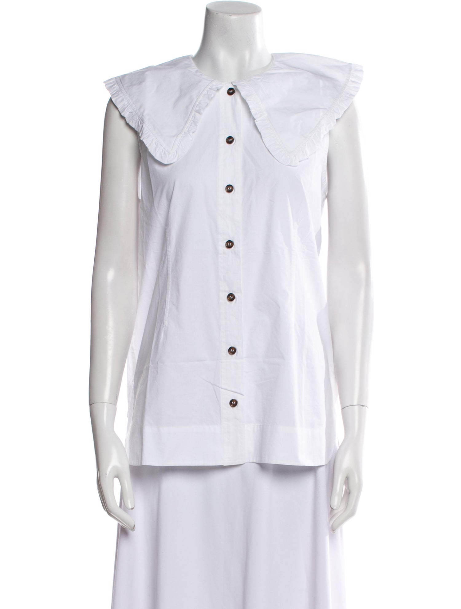 Ganni Mock Neck Sleeveless Button-Up Top w/ Tags
