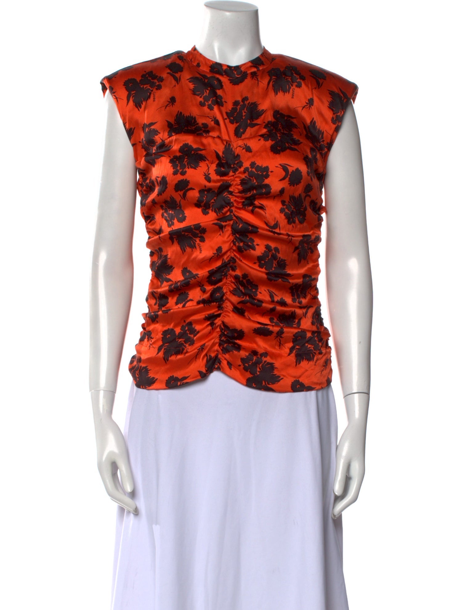 Ganni Floral Print Crew Neck Top