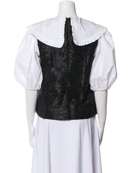 Ganni Crew Neck Three-Quarter Sleeve Crop Top