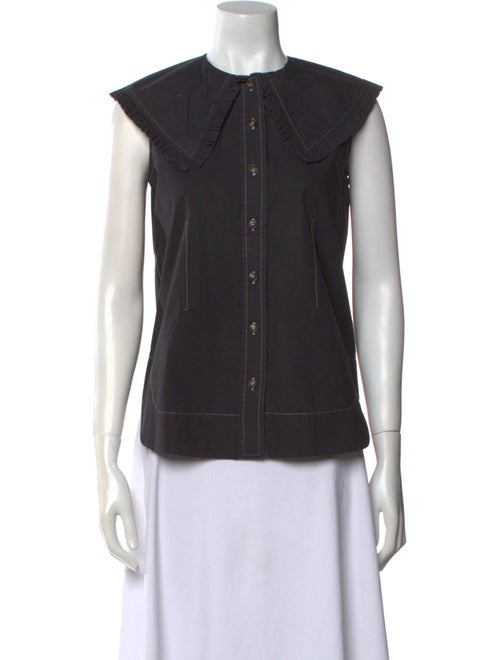Ganni Crew Neck Sleeveless Blouse
