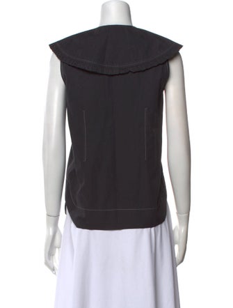 Ganni Crew Neck Sleeveless Blouse
