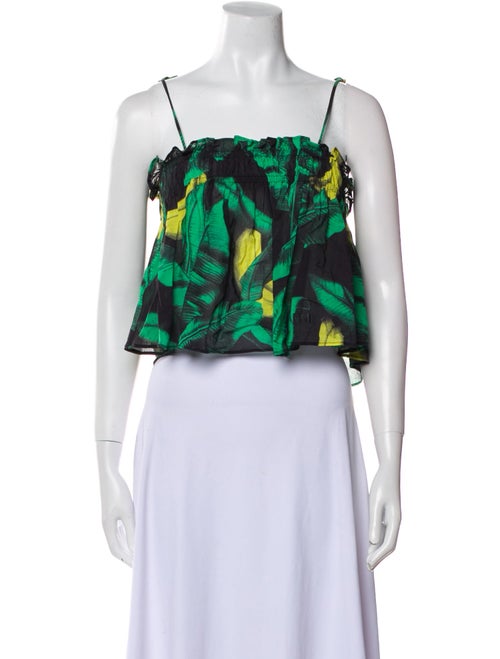 Ganni Printed Square Neckline Crop Top