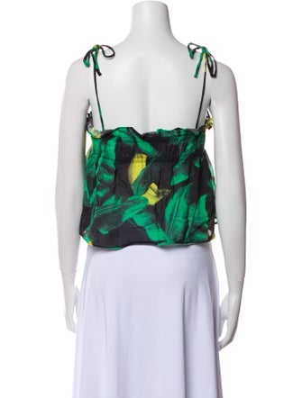 Ganni Printed Square Neckline Crop Top