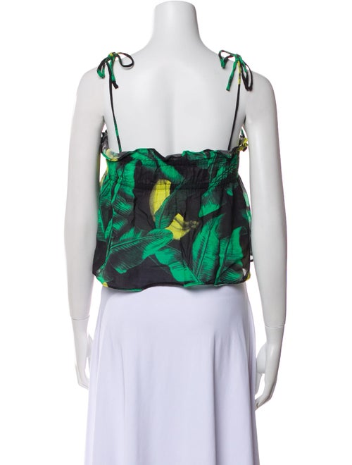 Ganni Printed Square Neckline Crop Top