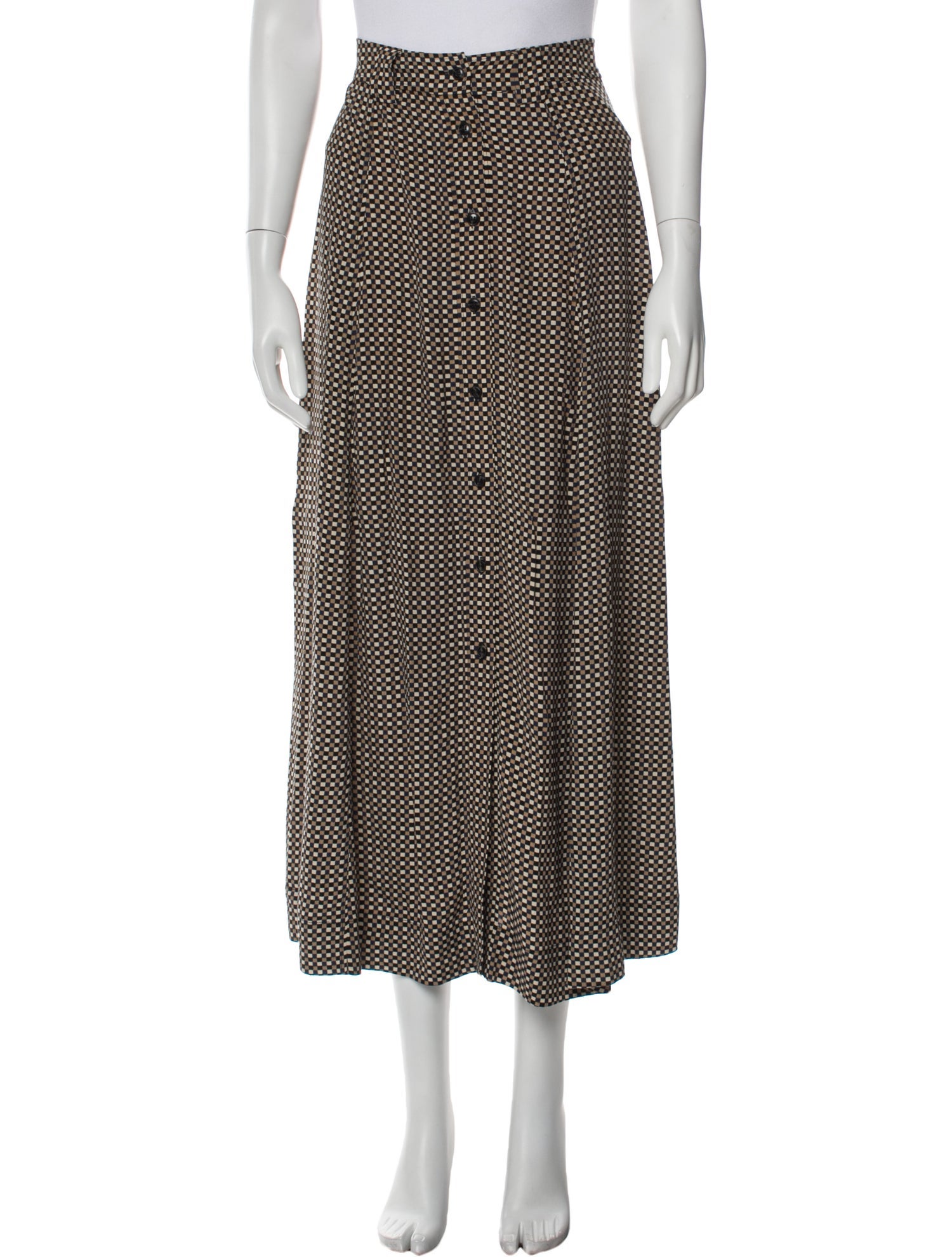 Ganni Plaid Print Midi Length Skirt