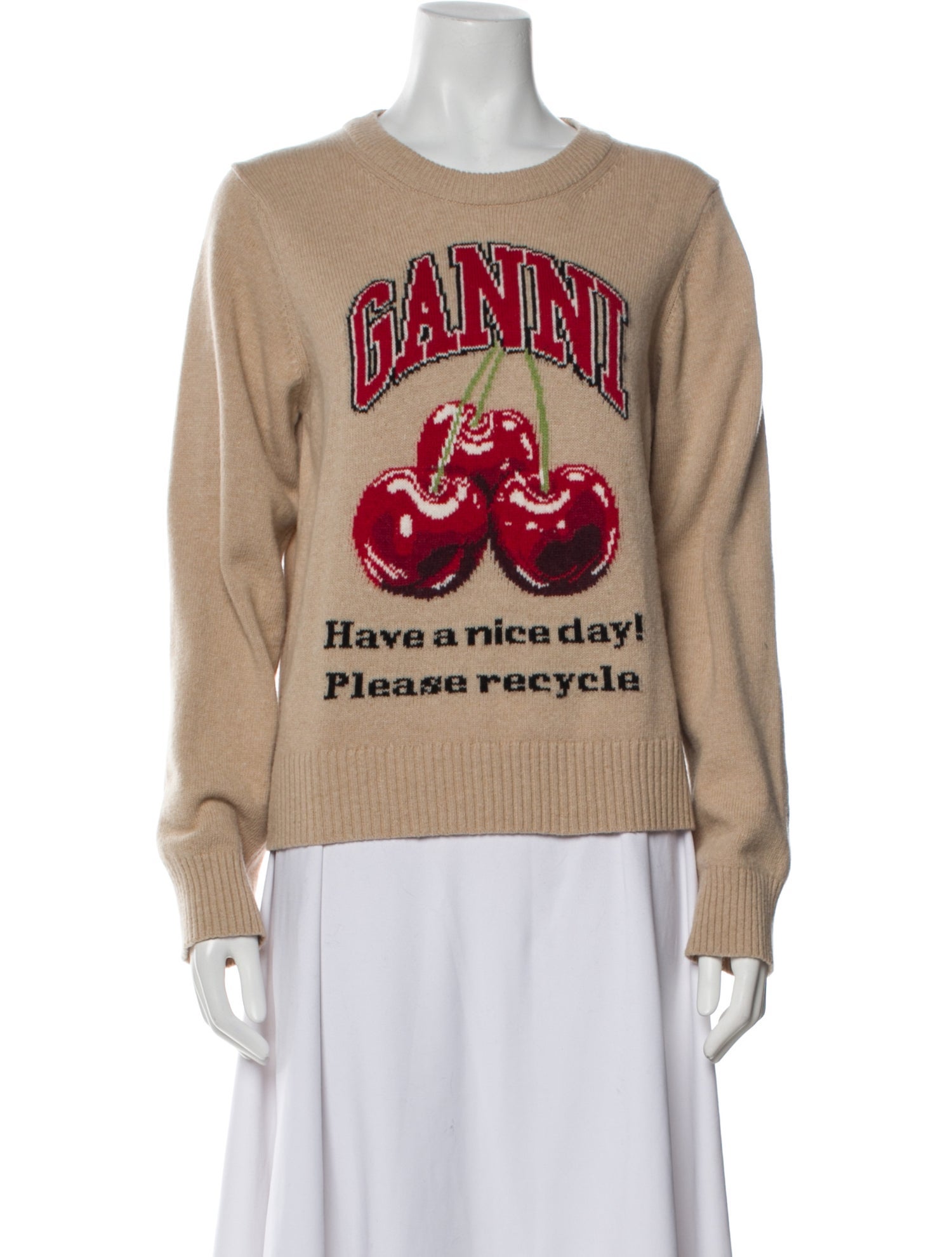 Ganni Graphic Print Crew Neck Sweater