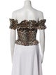 Ganni Animal Print Off-The-Shoulder Crop Top
