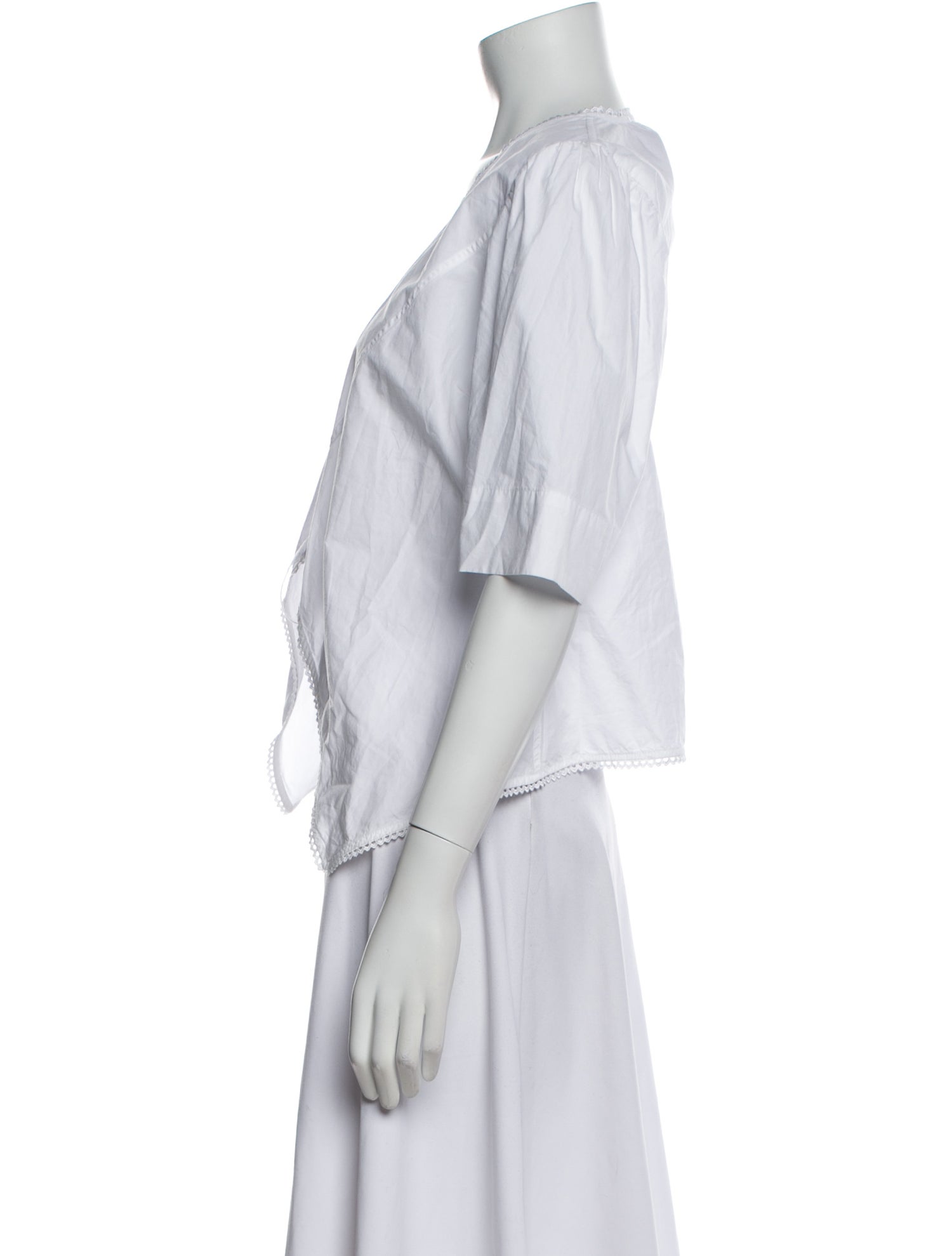 Ganni V-Neck Short Sleeve Crop Top