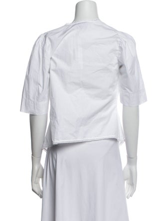 Ganni V-Neck Short Sleeve Crop Top