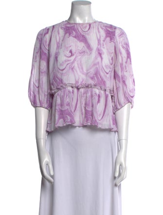 Ganni Printed Scoop Neck Crop Top