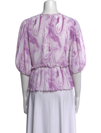 Ganni Printed Scoop Neck Crop Top